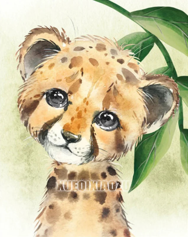 Peinture de dessin animé animal broderie diamant point de croix plante feuille