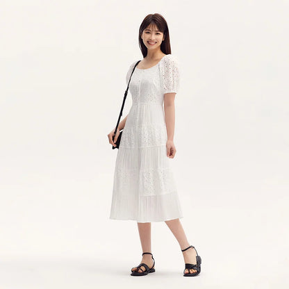 Chic White Square Collar Dress