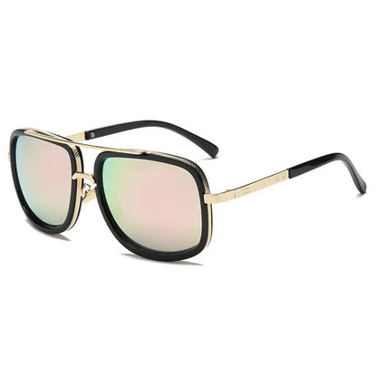 Lunettes de soleil carrées miroir de luxe pour hommes 