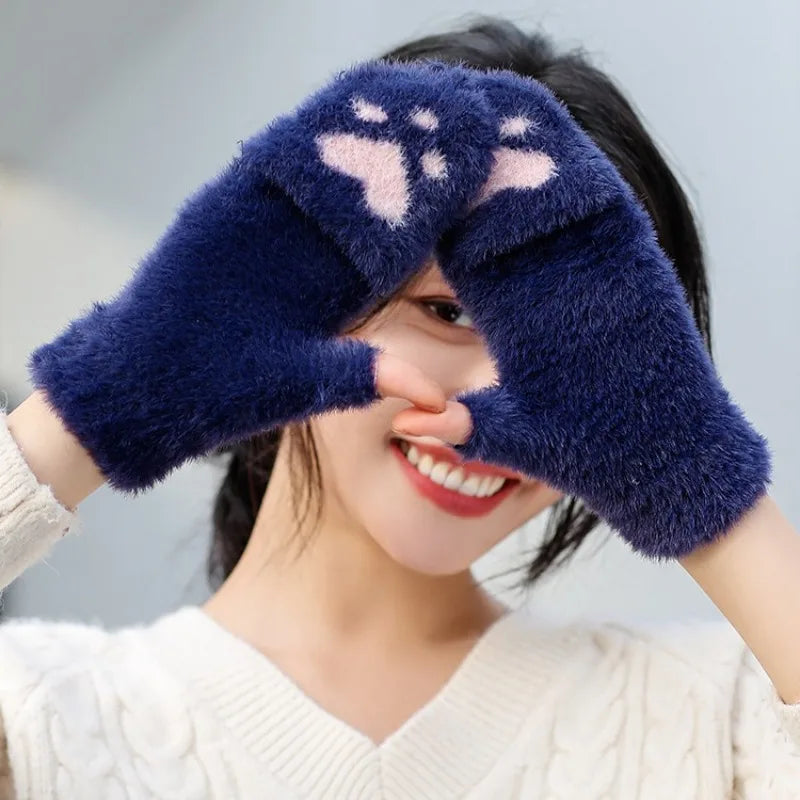 Women's Warm Cat Paw Gloves