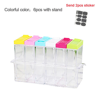 6-Piece Transparent Spice Seasoning Storage Set