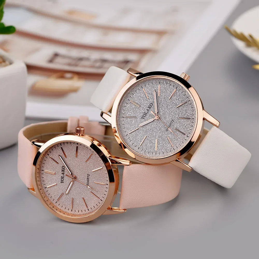 Montre-bracelet à quartz en cuir pour femme