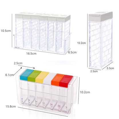 6-Piece Transparent Spice Seasoning Storage Set