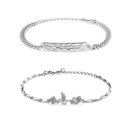 European Sterling Silver CZ Couple Bracelets