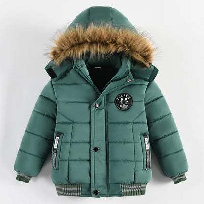 Veste d'hiver chaude à col en fourrure pour bébé garçon 