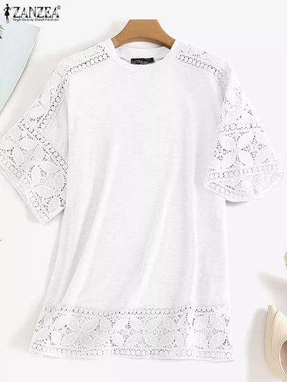 Bohemian Lace Hollow Out Half Sleeve Summer Tops