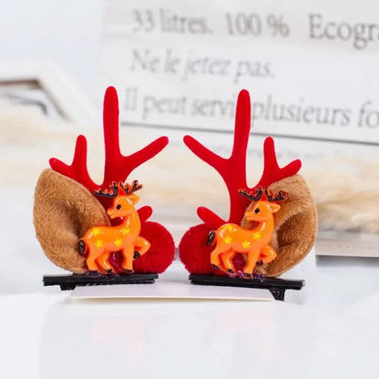 Barrettes à cheveux de Noël en bois de cerf et bois de cerf