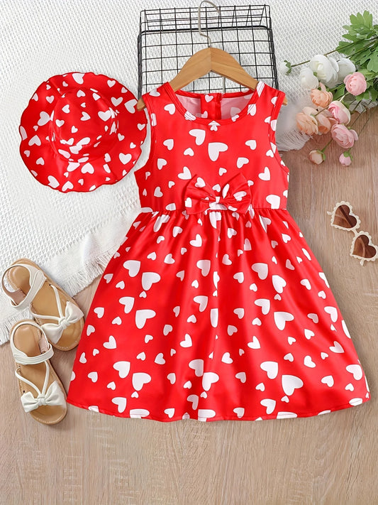 Toddler Girls' Love Heart Print Sleeveless Dress