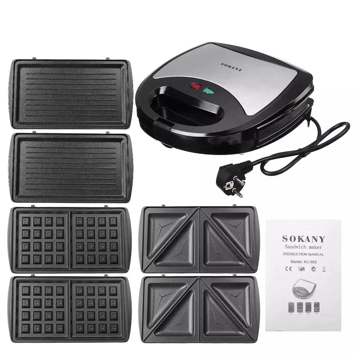 3 in 1 Electric Panini Press Waffle Toasters