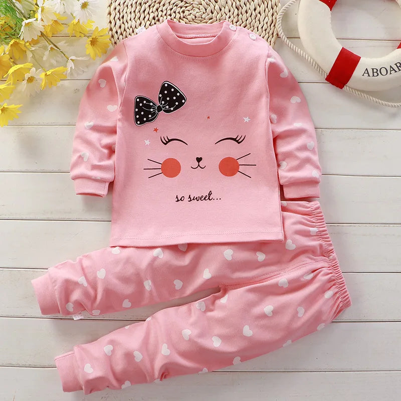 Kid's O-Neck cartoon casual Cotton Cloth set