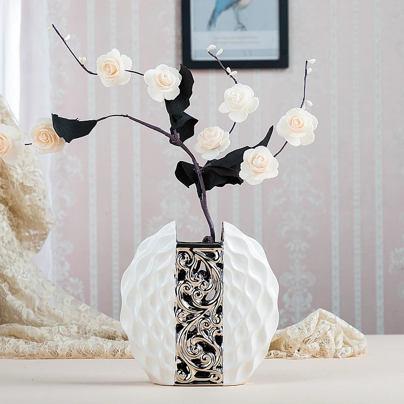 Weiß/Silber-Arrangement, Blumenkunst-Vasen – Hochzeitsdekoration