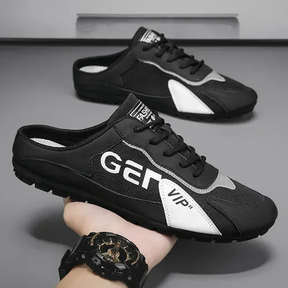 Demi-pantoufles respirantes à enfiler pour hommes