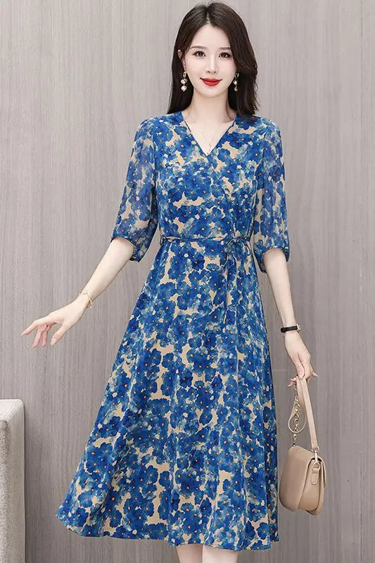 Women's Floral Chiffon Maxi Dress