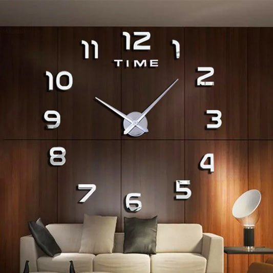 Acrylic Mirror 3D DIY Large Wall Clock