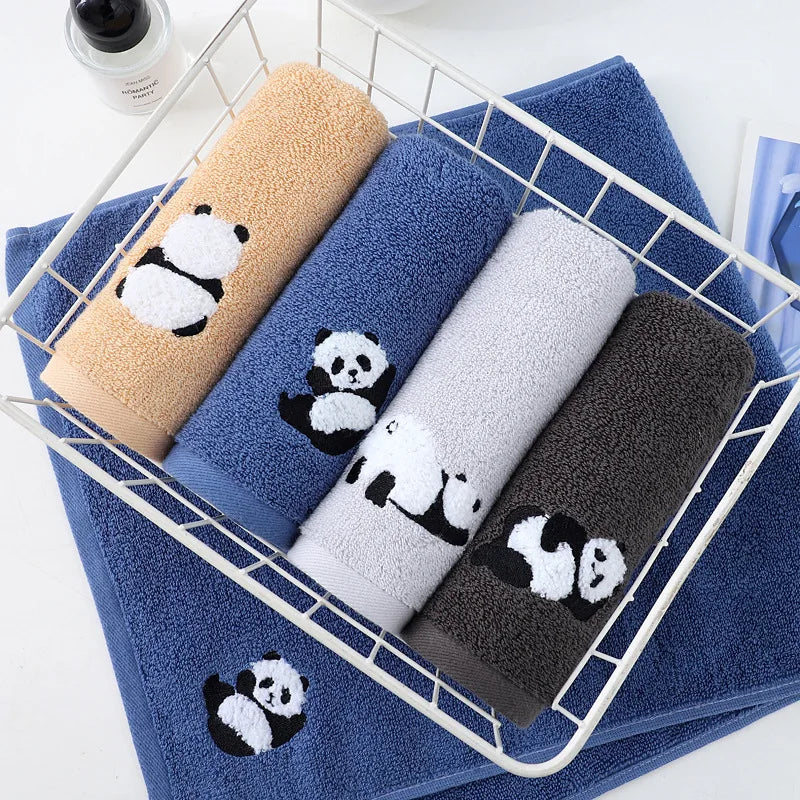 Serviette absorbante en coton brodé Panda