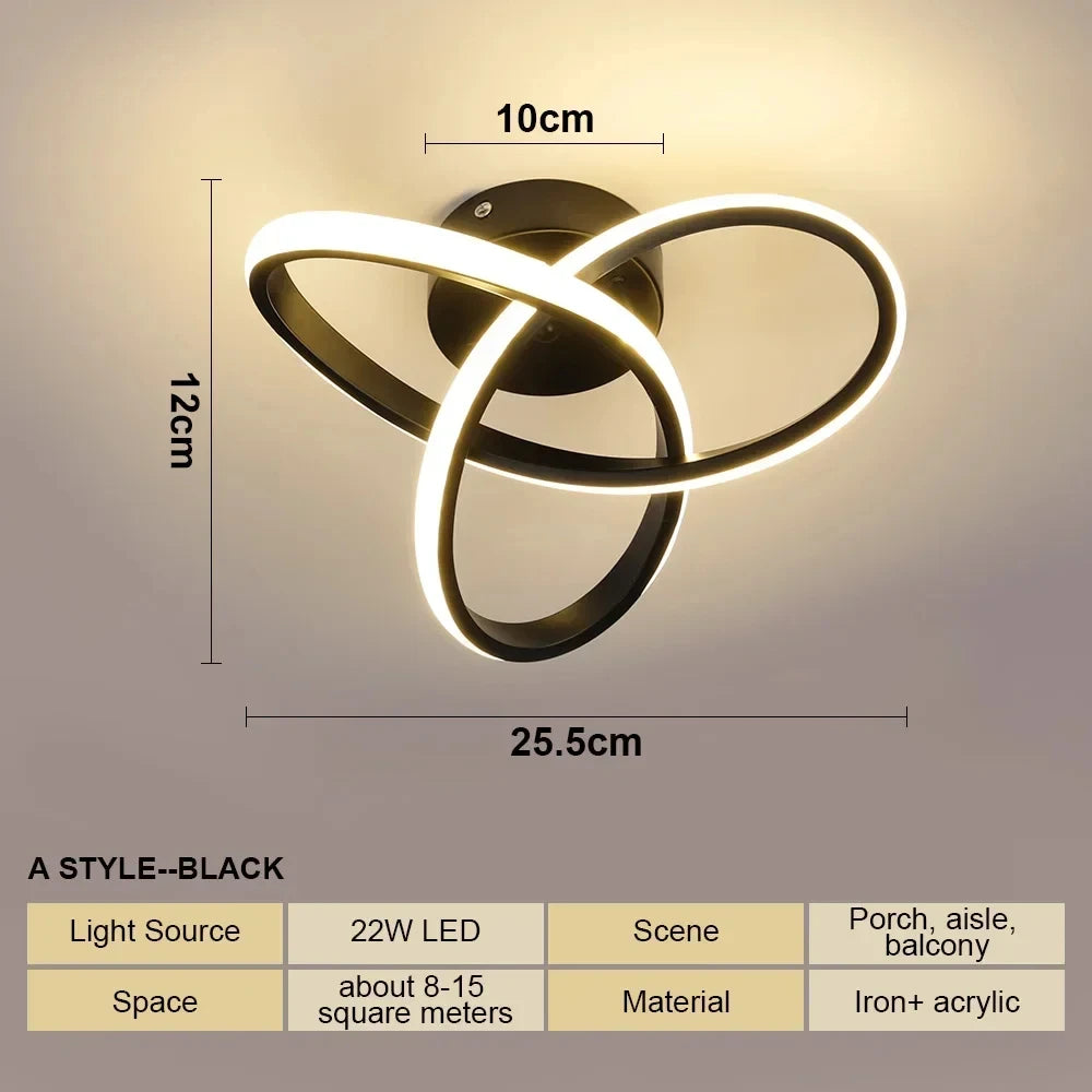 Plafonnier LED carré et double anneau