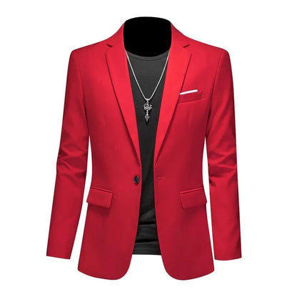 Blazer de bureau à bouton unique de longueur régulière pour hommes