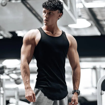 Breathable Black Sleeveless Gym Tank