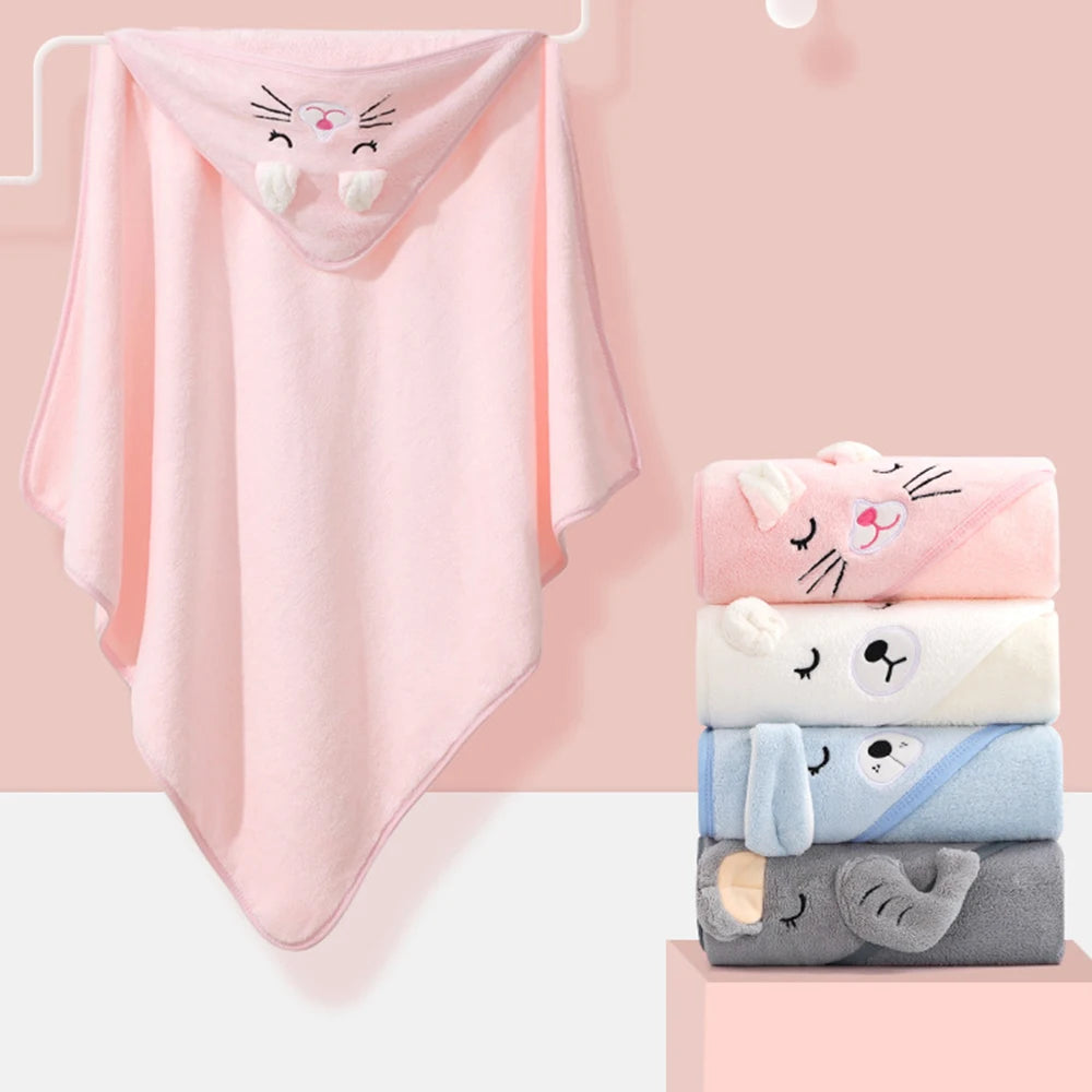 Peignoir bébé flanelle dessin animé serviette à capuche