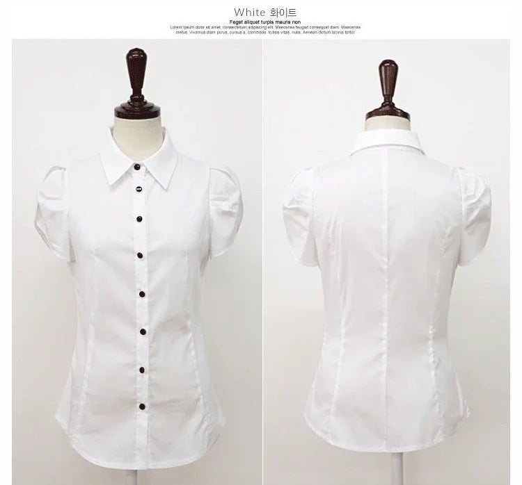 Single Breasted Summer Short Sleeve Women's Blouse Shirt