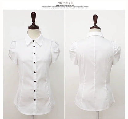 Single Breasted Summer Short Sleeve Women's Blouse Shirt