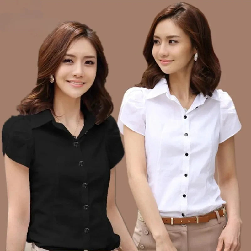 Single Breasted Summer Short Sleeve Women's Blouse Shirt