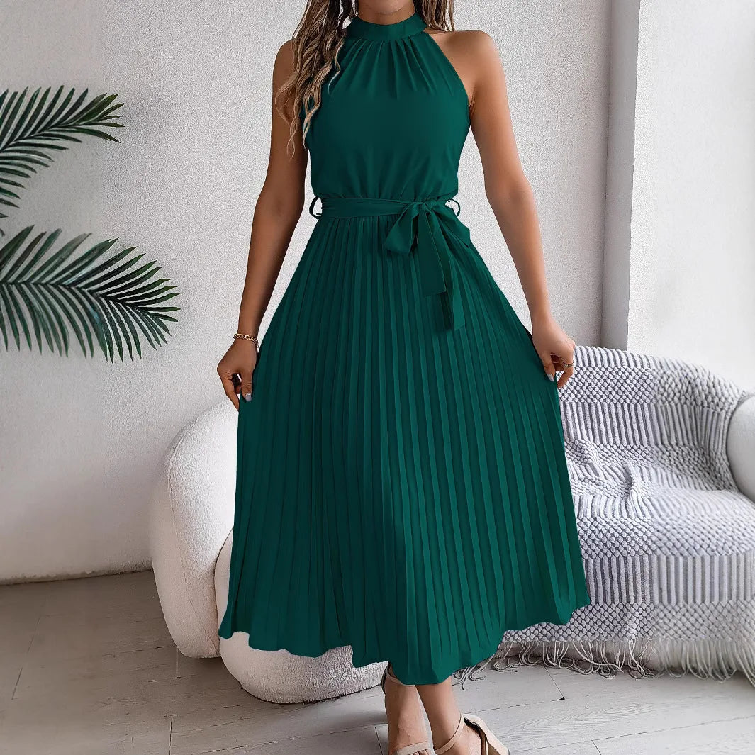 Sleeveless Pleated Midi Dress