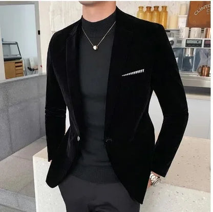 Blazer de mariage en velours côtelé pour homme, coupe ajustée, idéal pour les affaires 