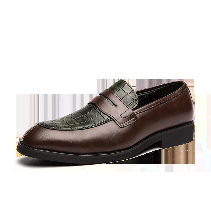 Slip-On Crocodile Pattern Casual Leather Loafers