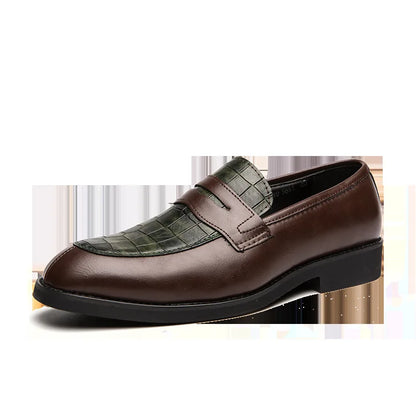 Slip-On Crocodile Pattern Casual Leather Loafers