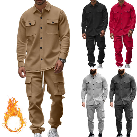 Sports Tactical Button Casual Men 2 Piece Suit