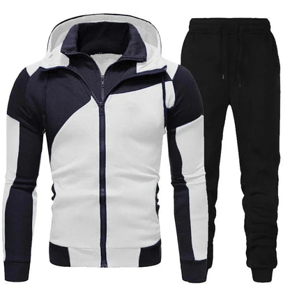 Spring Autumn Long Sleeve Zipper Patchwork Men Hoodie Tracksuit