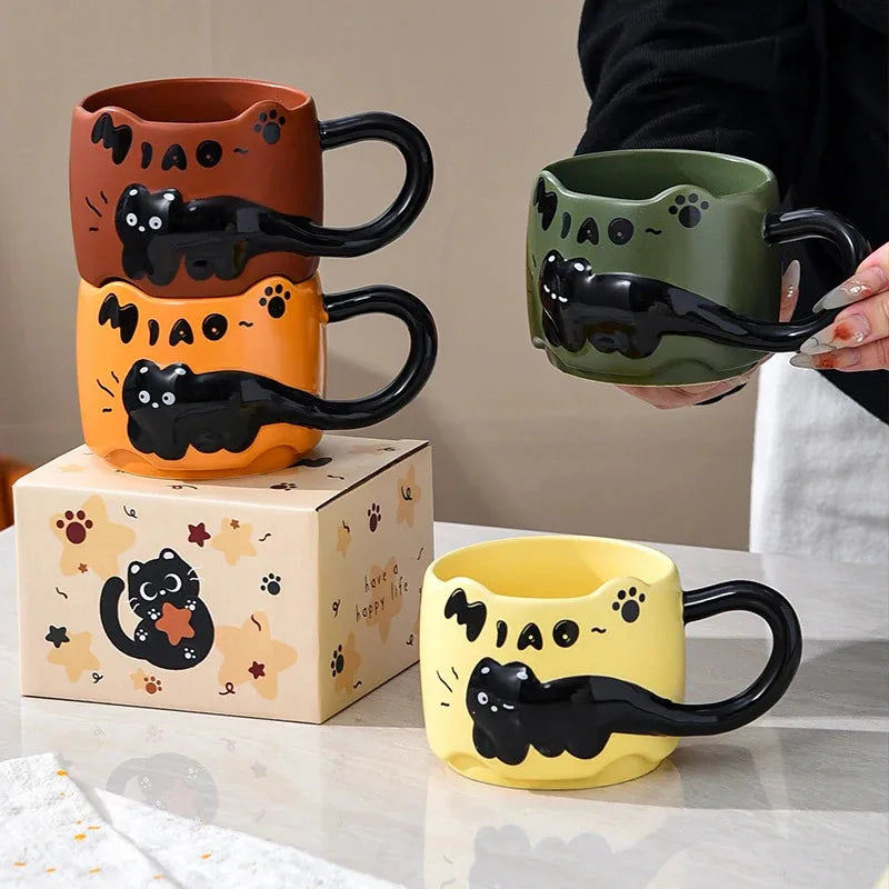 Stacking Cat Tea Cup - Cartoon Design Ceramic Coffee Mug