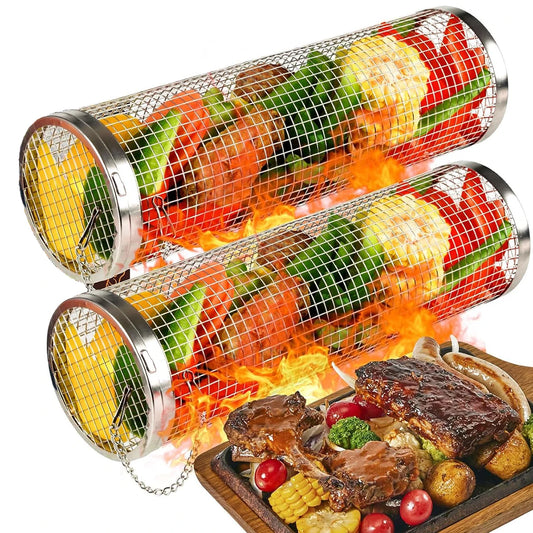 Stainless Steel Rolling Grilling Basket