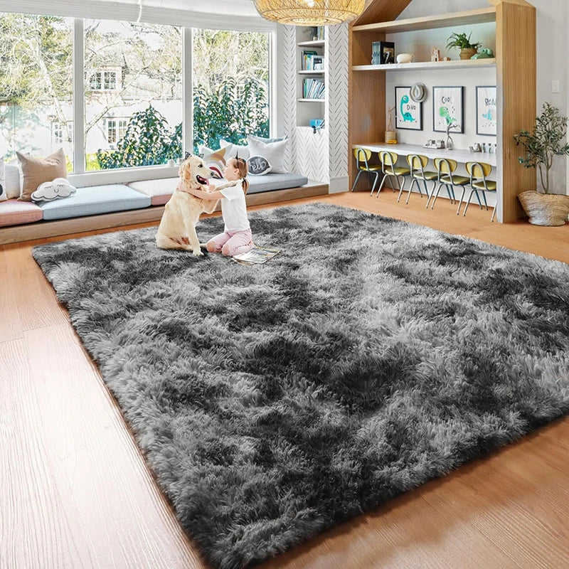 Tie-Dye Gradient Washable Fluffy Soft Living Room Carpet