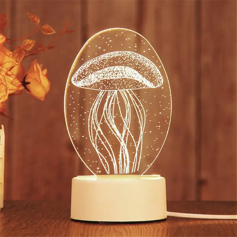 USB Acrylic LED Night Lamp - Home Decoration Night Bed light
