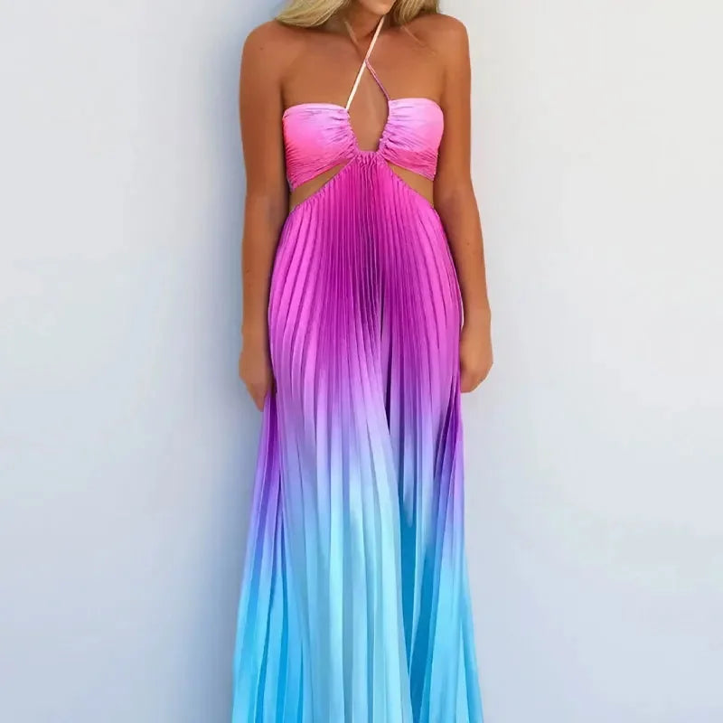 Women's Sleeveless Gradient Pleated Dress