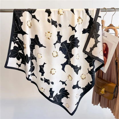 Foulards d'été en soie imprimé fleurs pour femmes, châles