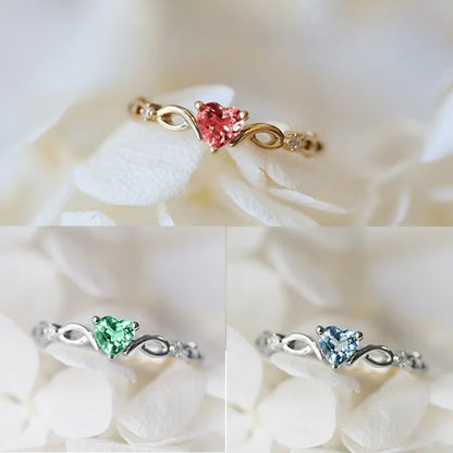 Women's Adjustable Zircon Heart Rings
