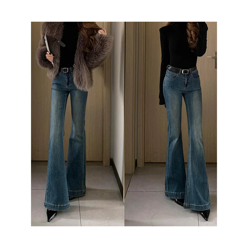 Ausgestellter Damen-Denim – Bell-Bottom-Hose mit weitem Bein