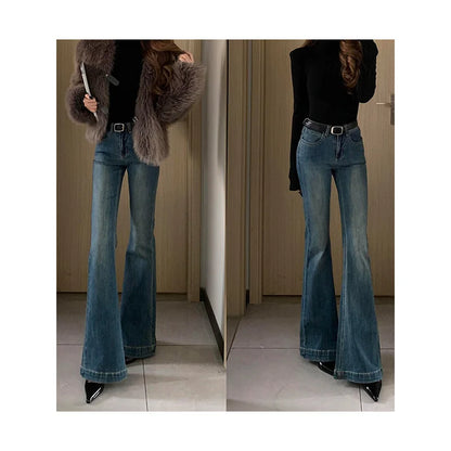 Ausgestellter Damen-Denim – Bell-Bottom-Hose mit weitem Bein