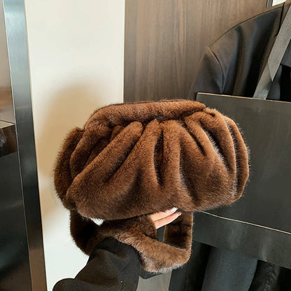 Women's Fluffy Faux Fur Designer Clutch Bags