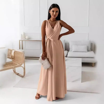 Women's Sleeveless V-Neck Long Banquet Dress