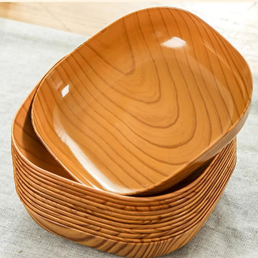 Wood Grain Plate - Tableware Kitchen Bowl