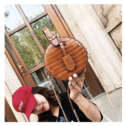 Pattern Portable Small Round Crossbody Shoulder Bag