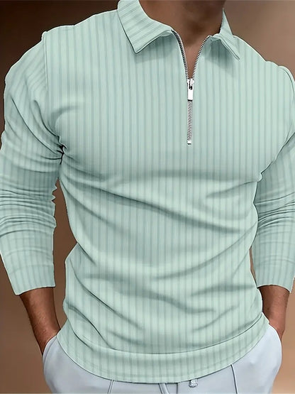 Men's 3D Digital Printing Long Sleeve Polo Shirts