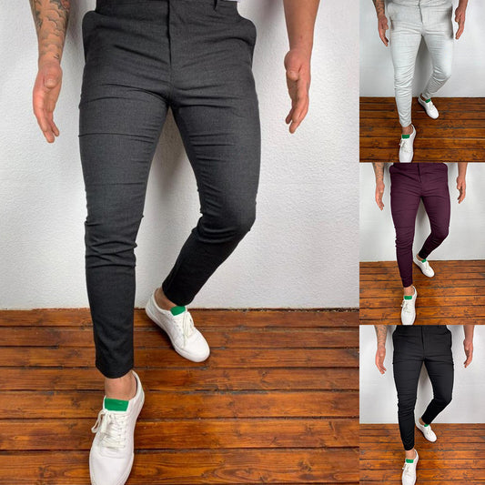 Pantalon formel skinny taille moyenne pour hommes