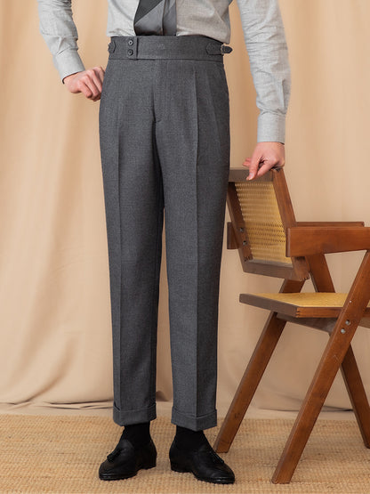 Men's High Waist Straight Casual Suit Pants