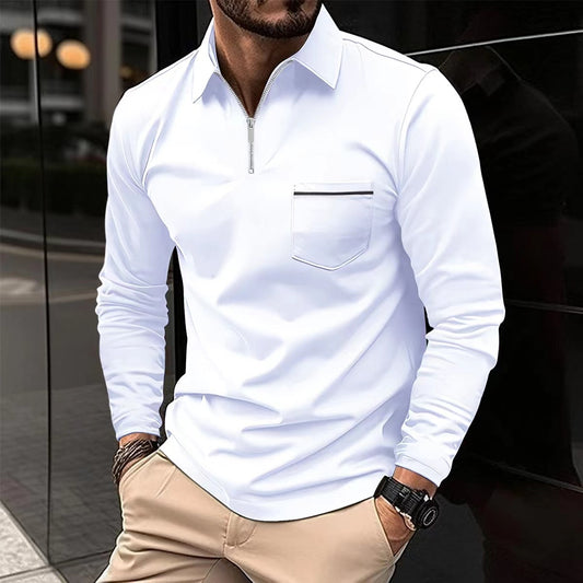 Long Sleeve Autumn Polo Zipper Shirt