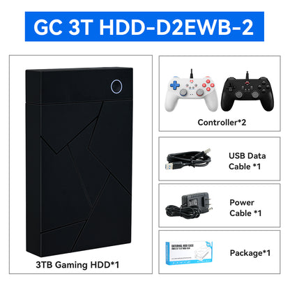 3TB Portable Gaming HDD LaunchBox/Retrobat/Playnite Retro Game Console with 17300+ AAA/3D/Retro Games for PS4/PS3/PS2/Switch/Wii